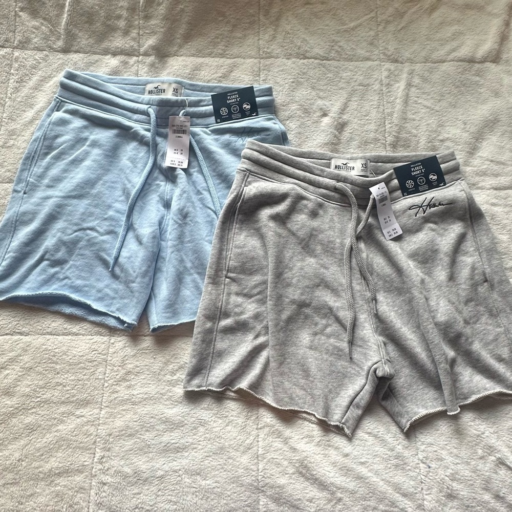 Hollister 2-Pack Gray and Blue Fleece 5” Shorts